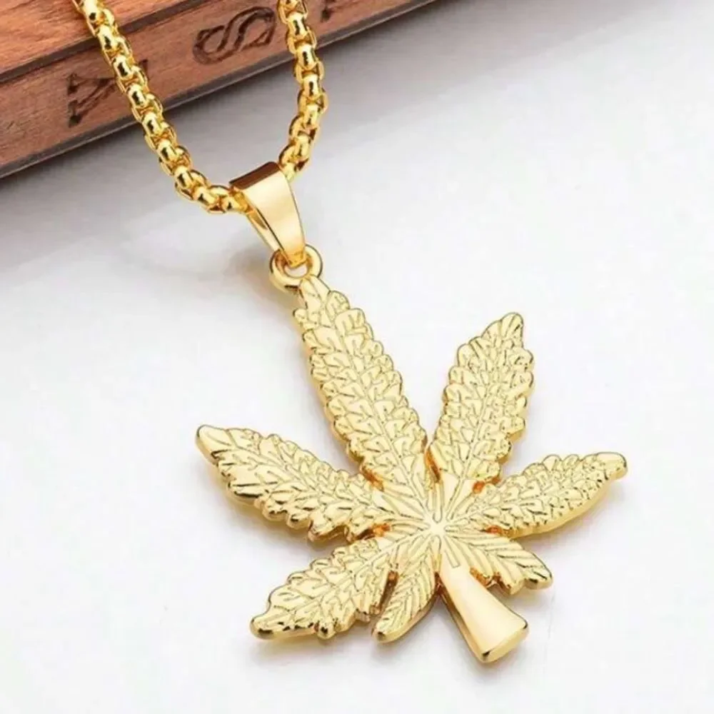 3for$20 1pc Gold or Silver color  Leaf Pendant  Chain Men's Necklace